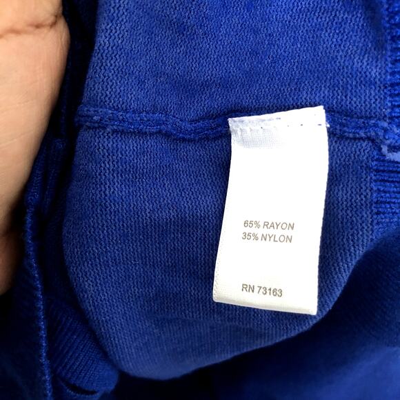 Cable & Gauge Blue Cardigan with Black Ribbon and Beaded Detail, Sz S - Picture 8 of 10